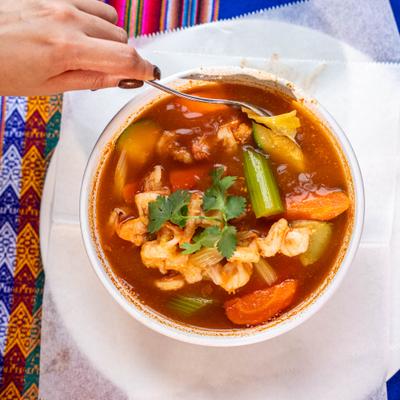 Shrimp soup, top view