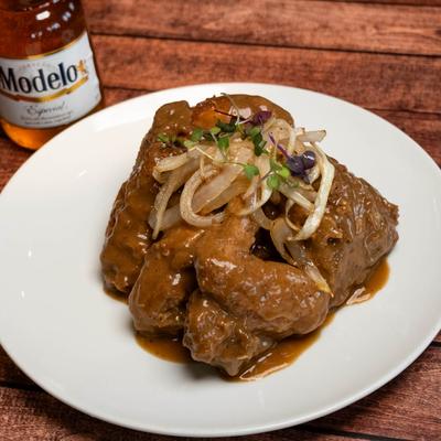 Smothered Chicken with onions.