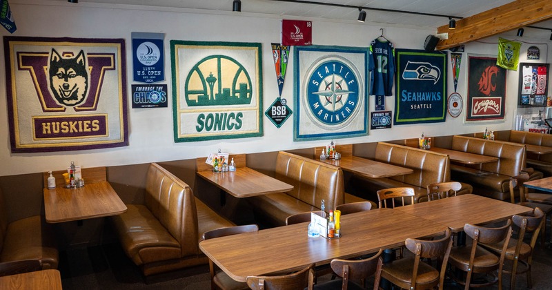 Interior, dining area, wall decoration