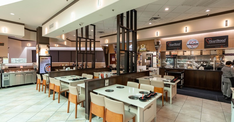 Interior, tables and chairs