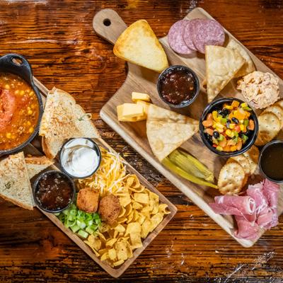 Southern Charcuterie and Chilicharcuterie boards, top view.