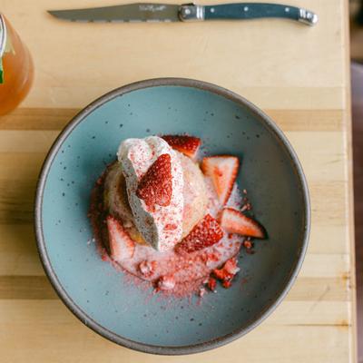 A top view of a dessert.