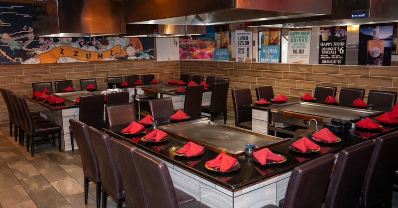Tables with hot plates