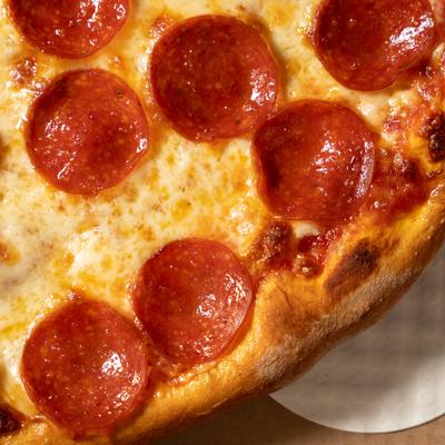 Pepperoni pizza, close-up.