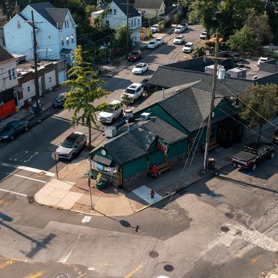 Aerial view to restaurant, tavern