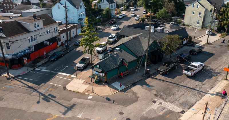 Aerial view to restaurant, tavern