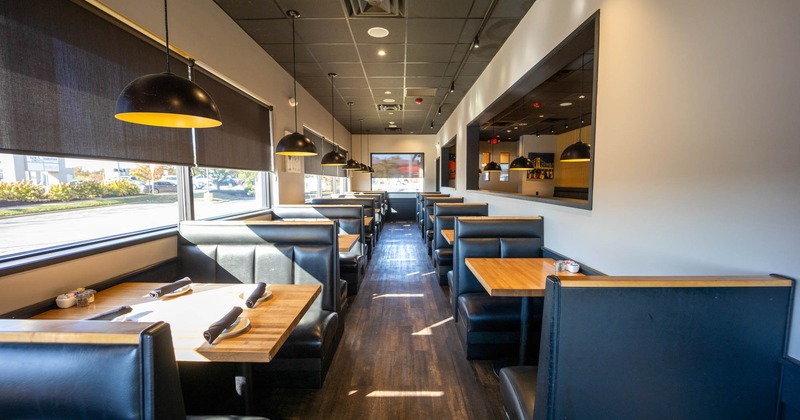 Interior, booths ready for guests