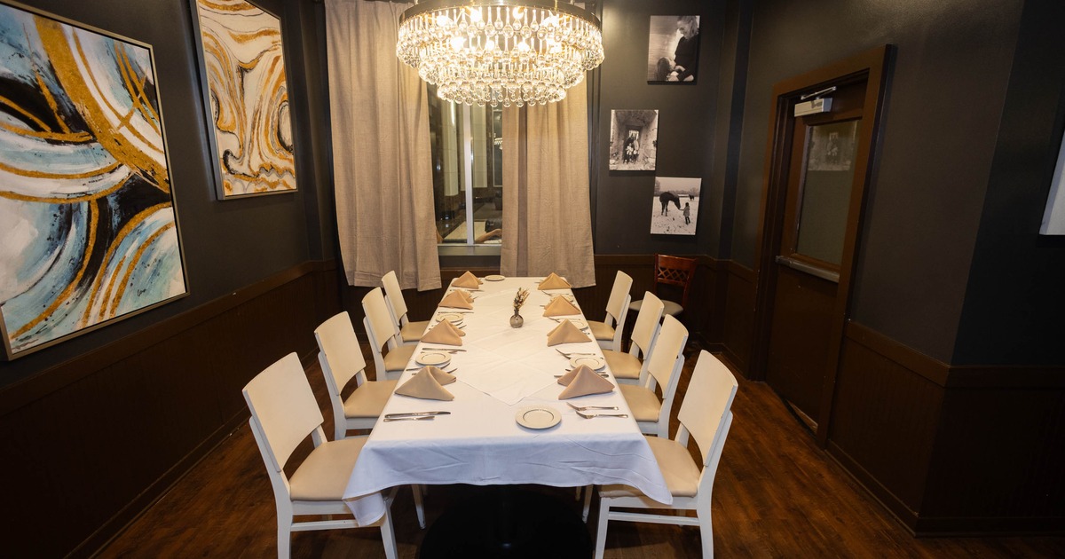 Interior, a long table and chairs