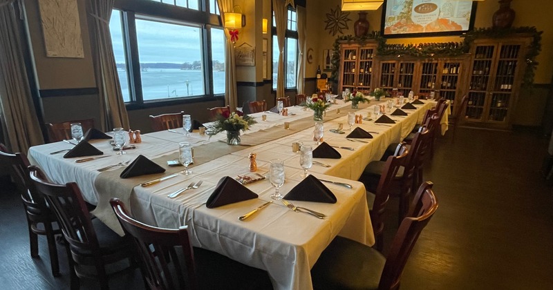 Interior, tables and seating area
