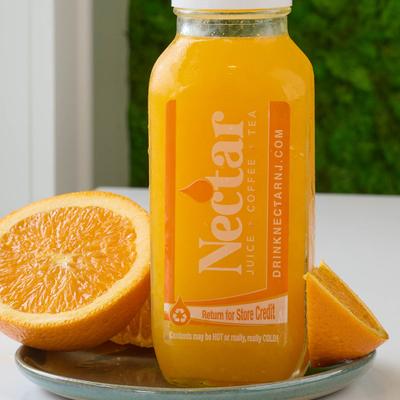 Bottle of orange juice.