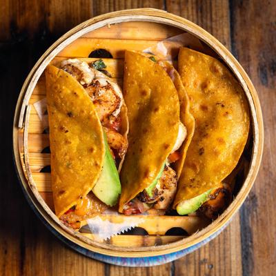 Birria shrimp tacos.