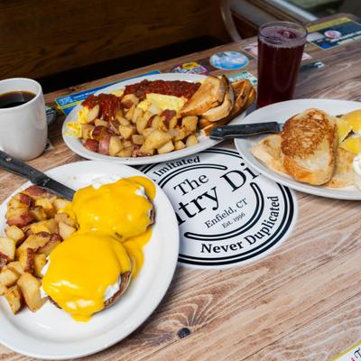 Various breakfast dishes.