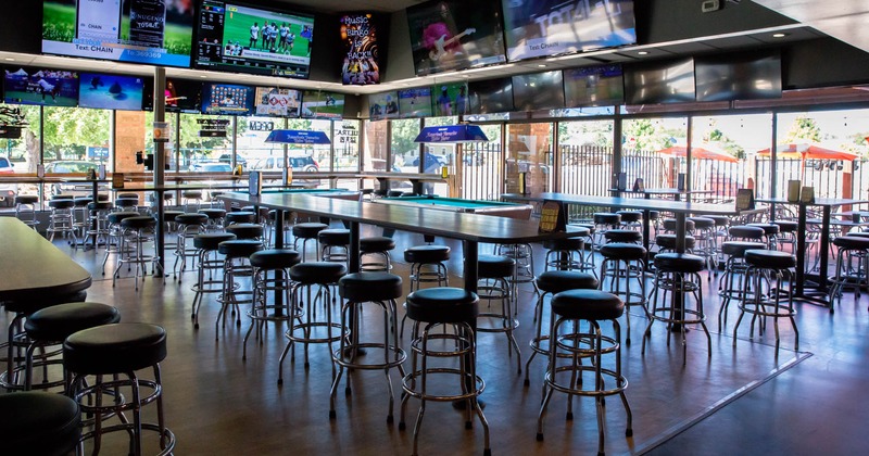 Interior, seating area, TVs