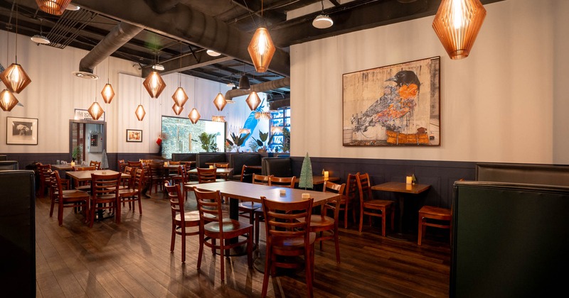 Interior, wide view of seating area