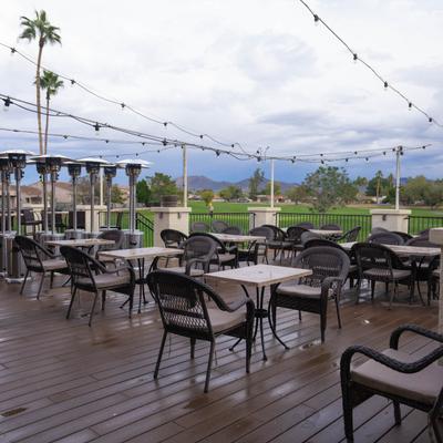 Exterior, ptio, terrace, tables and chairs