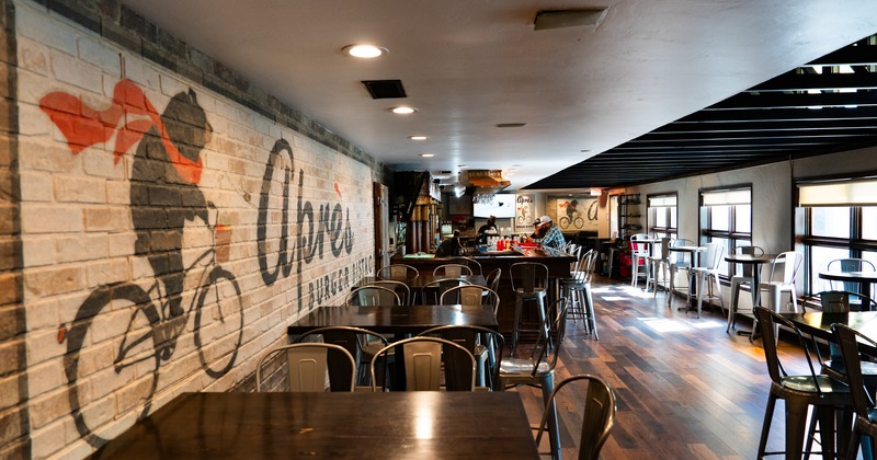 Diner area. tables, chairs, wide view