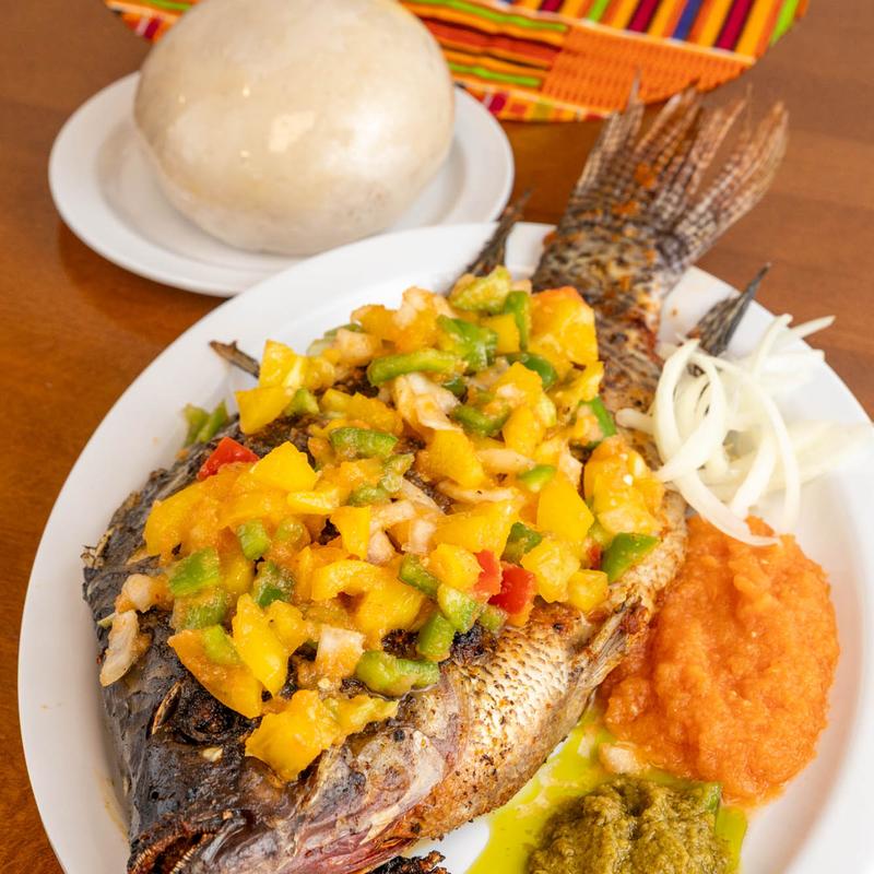 menu item 6 of 17, Banku with Tilapia