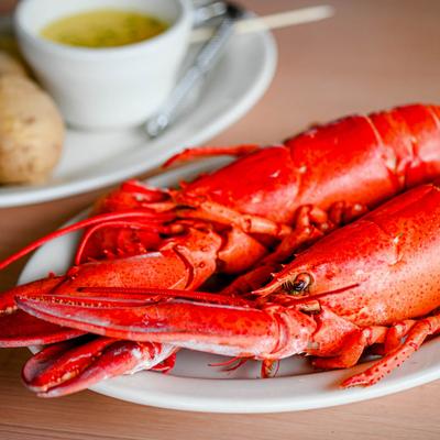 Boiled Twin Lobsters.