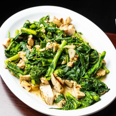 Grilled Chicken and Sauteed Broccoli Rabe.