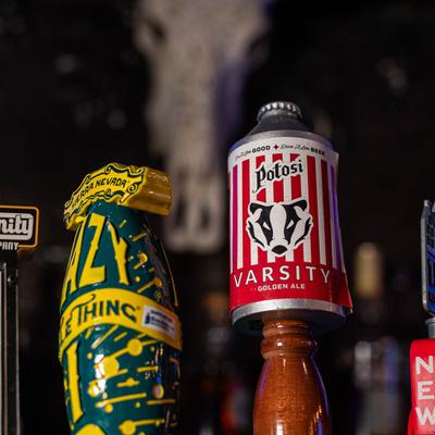 Beer taps, close up.