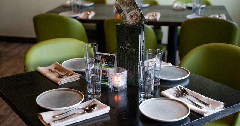 Interior, diner table, close up