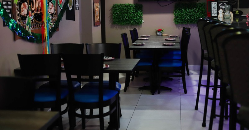 Interior, tables and chairs