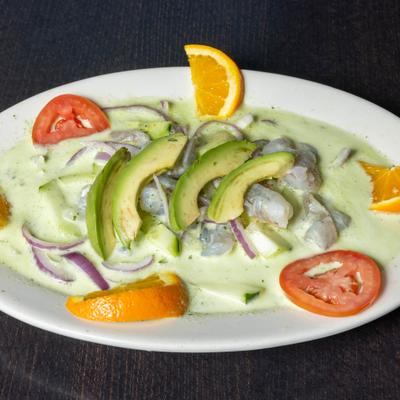 Fresh shrimp marinated in lime juice, mixed with onions and peppers.
