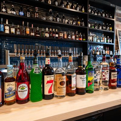 Various liquor bottles.