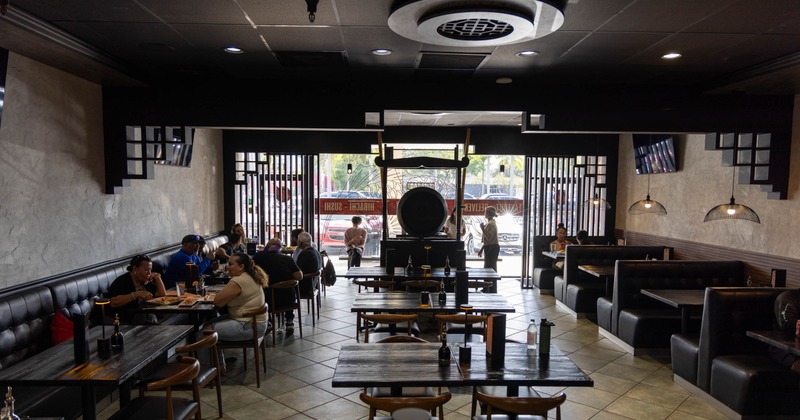 Interior, wide view, dining area