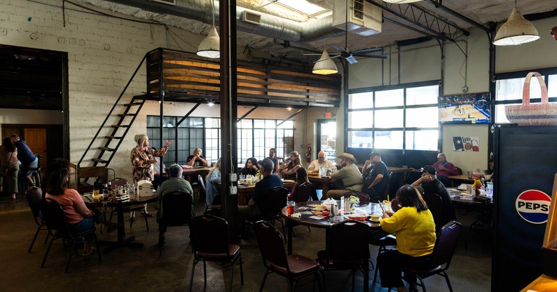 Interior, wide view, dining area