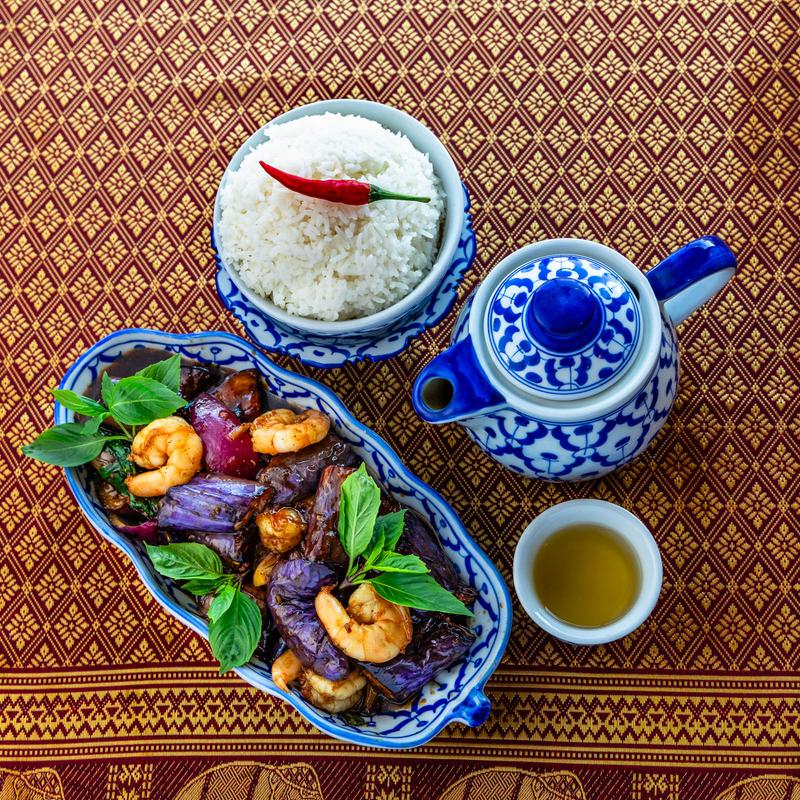 menu item 20 of 24, 30. Goong Pad Ma Khua Yoaw (Spicy)