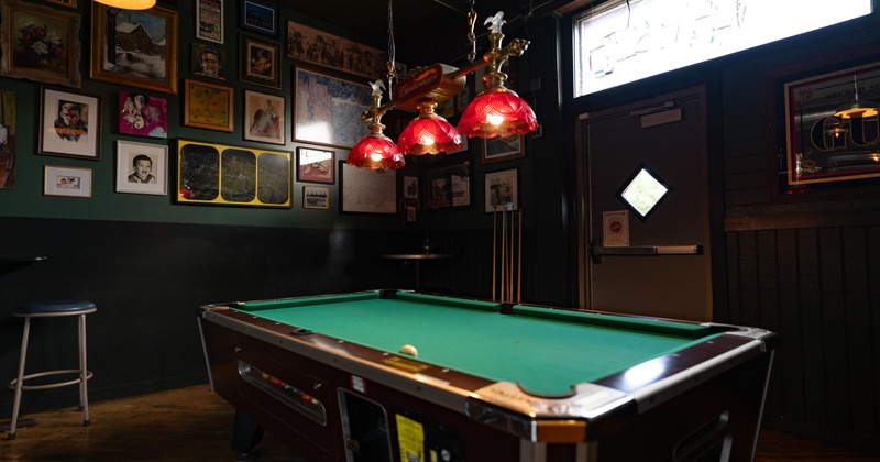Interior, pool table, game corner