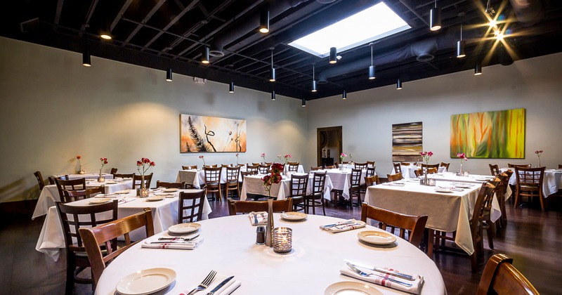 Interior, dining tables setup