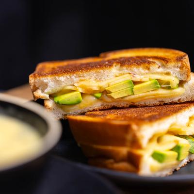 Avo Chipotle Grilled Cheese, close up.