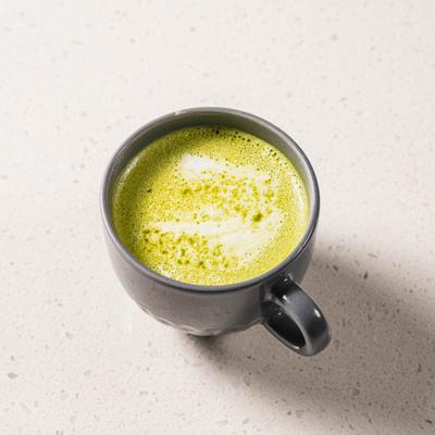 Hot matcha latte.