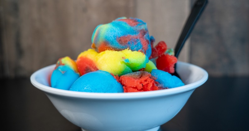 Rainbow ice cream dessert