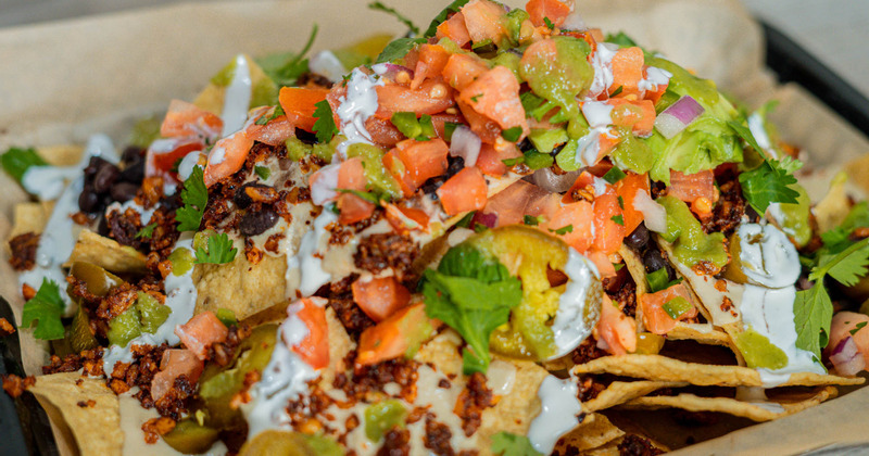 Nachos served, closeup