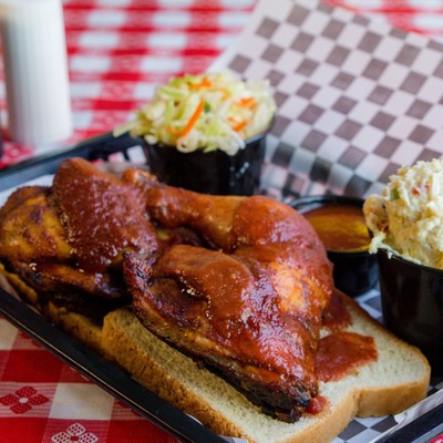 Smoked half chicken.