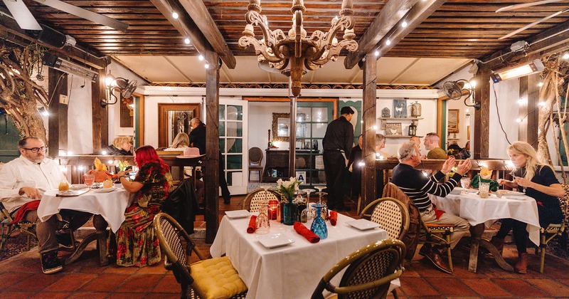 Patio area full of guests