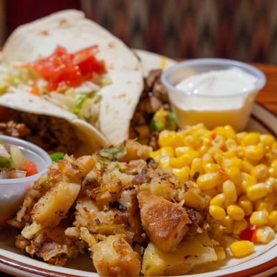 Fiesta style tacos, closeup.