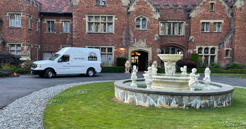 View of the restaurant, luxurious water fountain