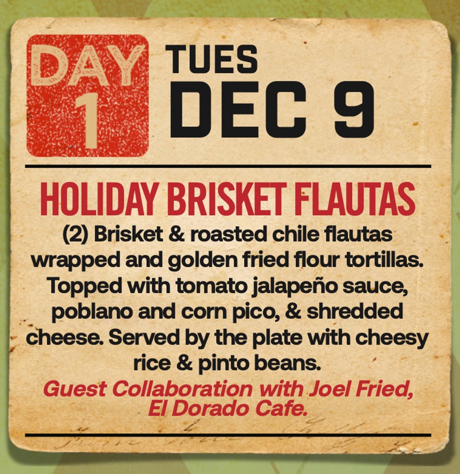 12 Days of Smoked Meat - DAY 1 - HOLIDAY BRISKET FLAUTAS event photo