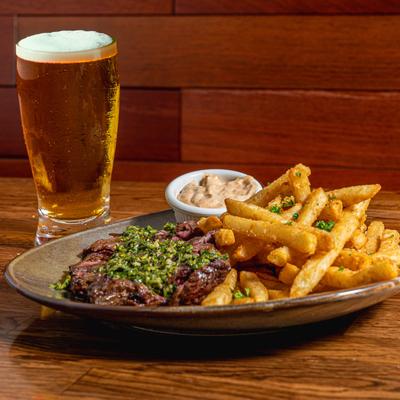 Skirt steak and fries.