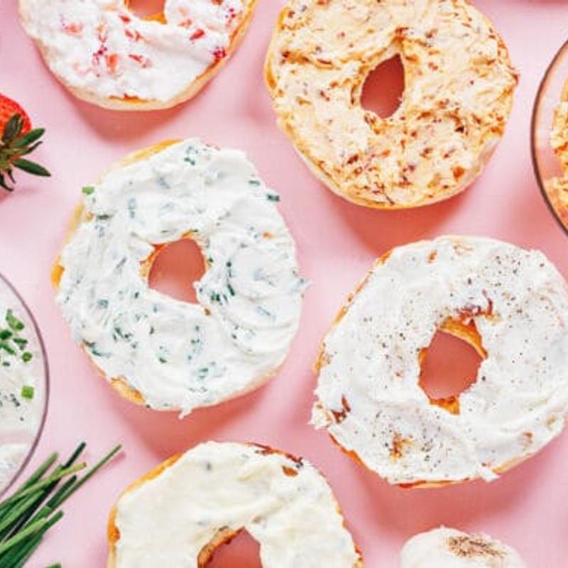 Hand Rolled Bagel with Flavored Cream Cheese photo