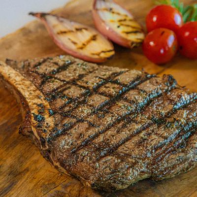 Grilled ribeye steak.