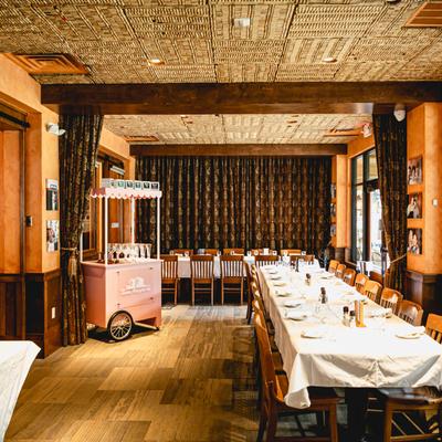 Private Room, chairs, wine cart.