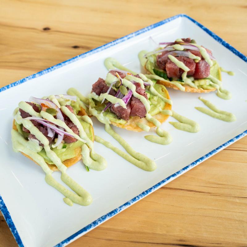 menu item 6 of 38, Tuna Wonton Tostada