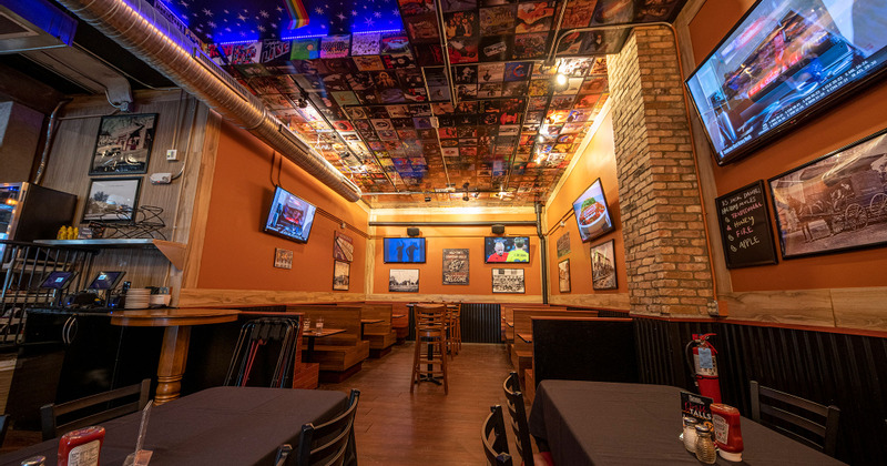 Dining area, tables ready for guests