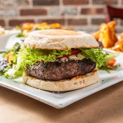 Vegetarian burger, with vegetable patty.