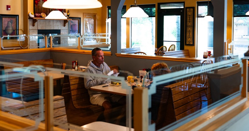 Booths, people seating